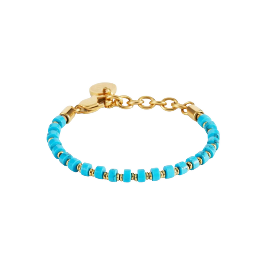 Brontide Turquoise Blue - Gold Bracelet