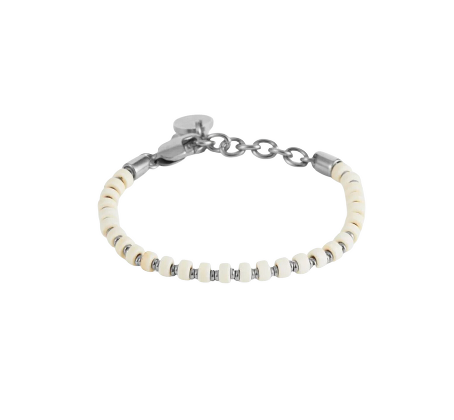 Brontide White Howlite - Silver Bracelet