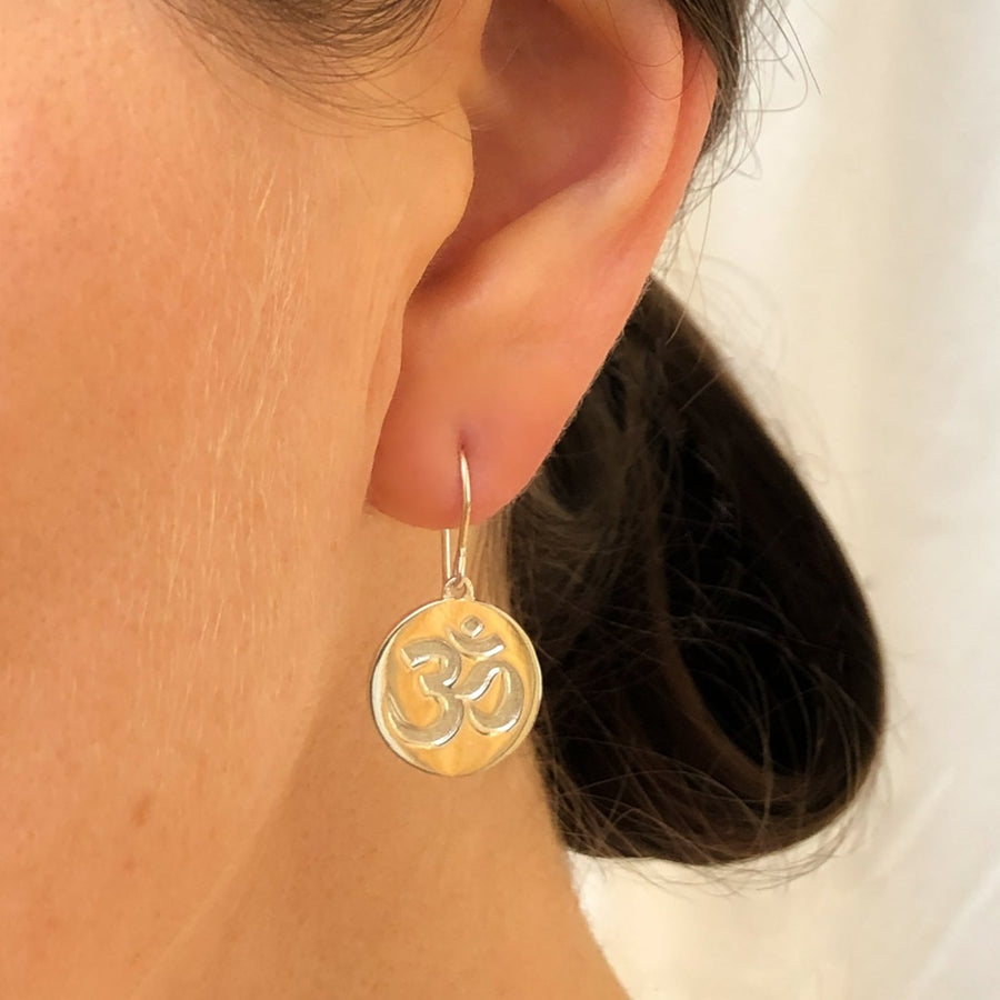 Om Symbol Earrings in Silver 