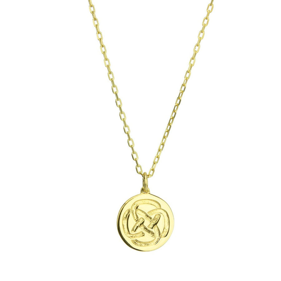 9ct gold Celtic Dara Knot necklace against white background