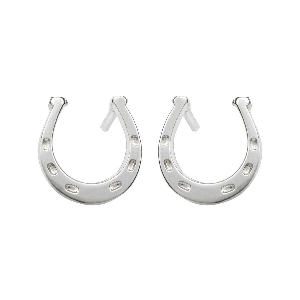 lucky horseshoe silver stud earrings